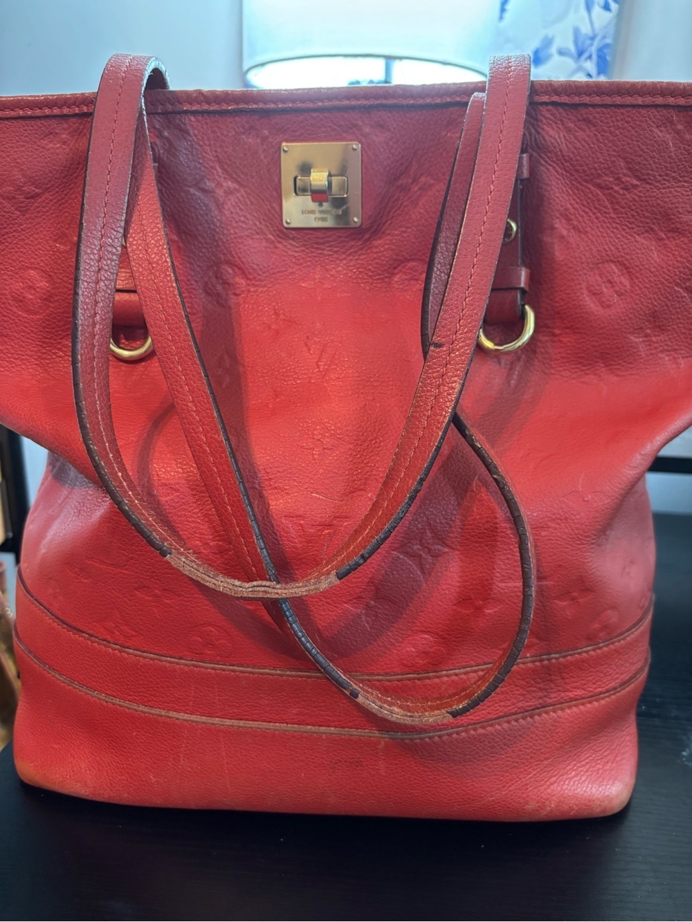 Auth Louis Vuitton Citadine PM Monogram Empreinte Leather Tote Bag Red Orient - Picture 12 of 16